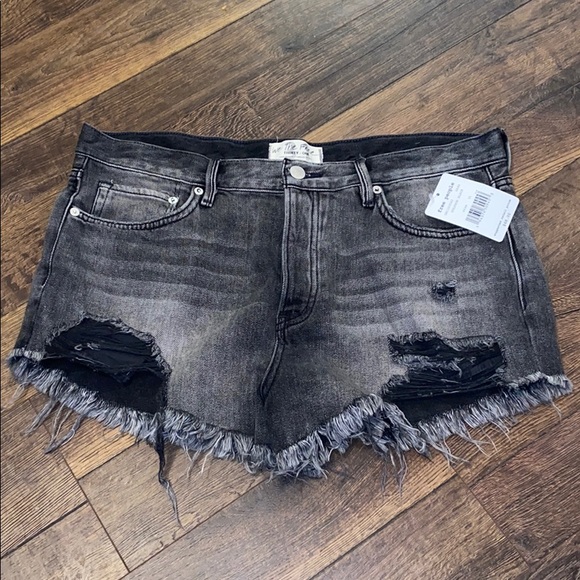 Free People Pants - Free People Sulphuric Black Distressed Jean Shorts
